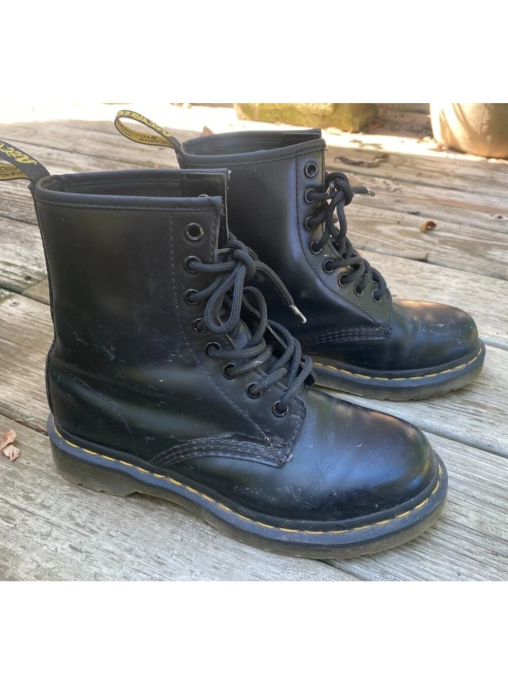 DR. MARTENS 1460 Black Leather Combat ankle Booties Boots *SIZE 6*